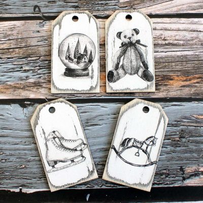 Vánoční štítky - sada 4ks, motiv #2