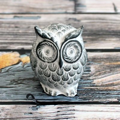 Sádrová sova odlévaná s patinou