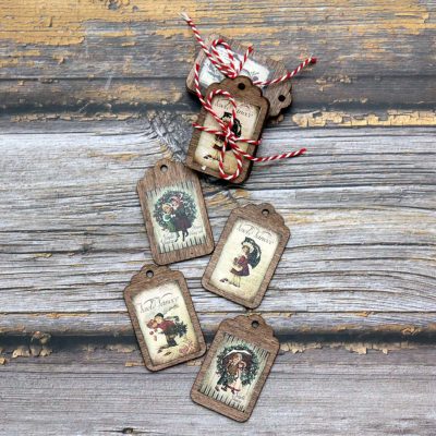 Vánoční štítky – sada 4ks, motiv #3