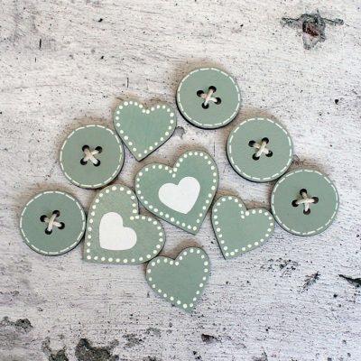 Sada knoflíky a srdíčka, 10 kusů