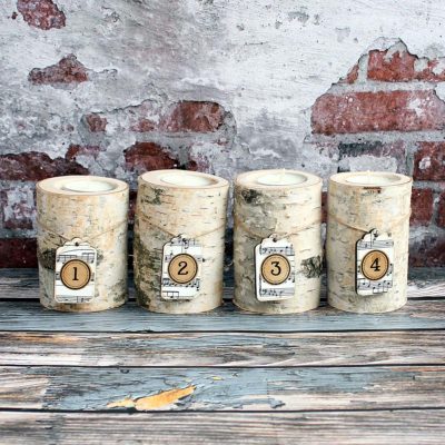 Advent birch candlesticks for tea candles