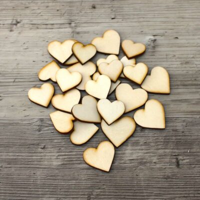 Srdíčka z překližky, mix 25ks