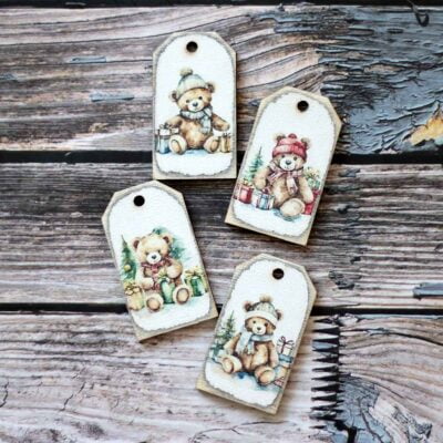 Vánoční štítky - sada 4ks, motiv #6