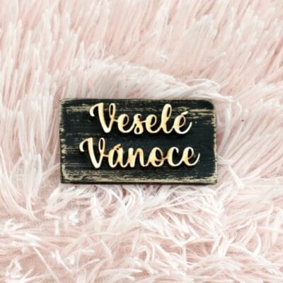 Cedulka "Veselé Vánoce" plastický 3D nápis