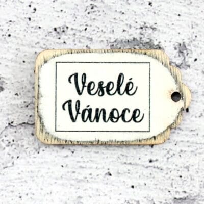 Cedulka "veselé Vánoce " bílá