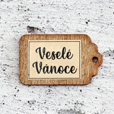 Cedulka "veselé Vánoce " hnědá