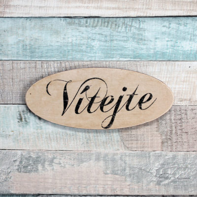 Ovál Vítejte - hnědý