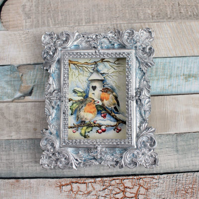 Mini painting - Christmas motif, silver frame
