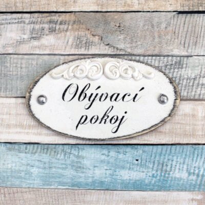 Ovál "Obývací pokoj" - barva bílá