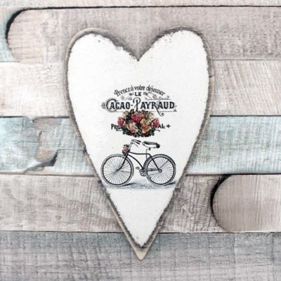 Srdce velké - barva bílá, motiv kolo