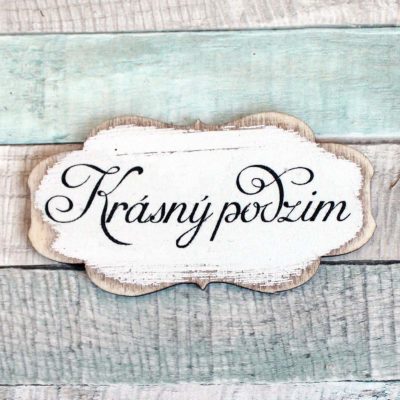 Cedulka "Krásný podzim" - barva bílá s patinou