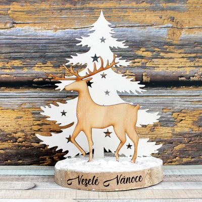 Christmas tree with deer - natural