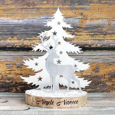 Christmas tree with deer - silver