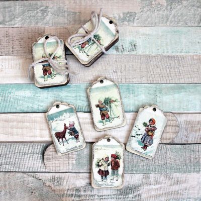 Adventní štítky - sada 4ks, motiv #4